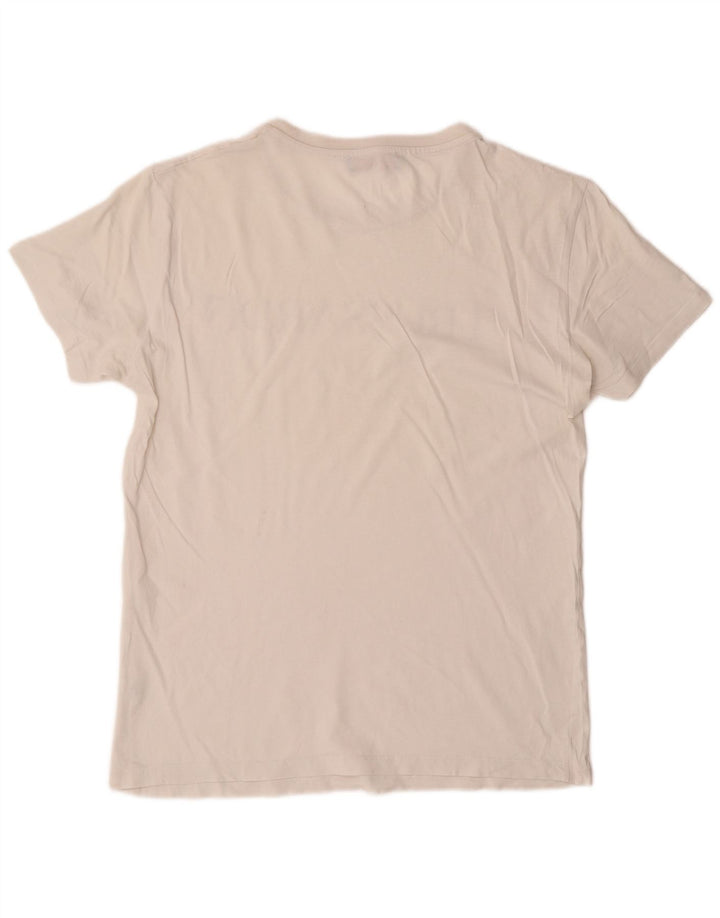 Trussardi Jeans Camiseta masculina gráfica top médio off white