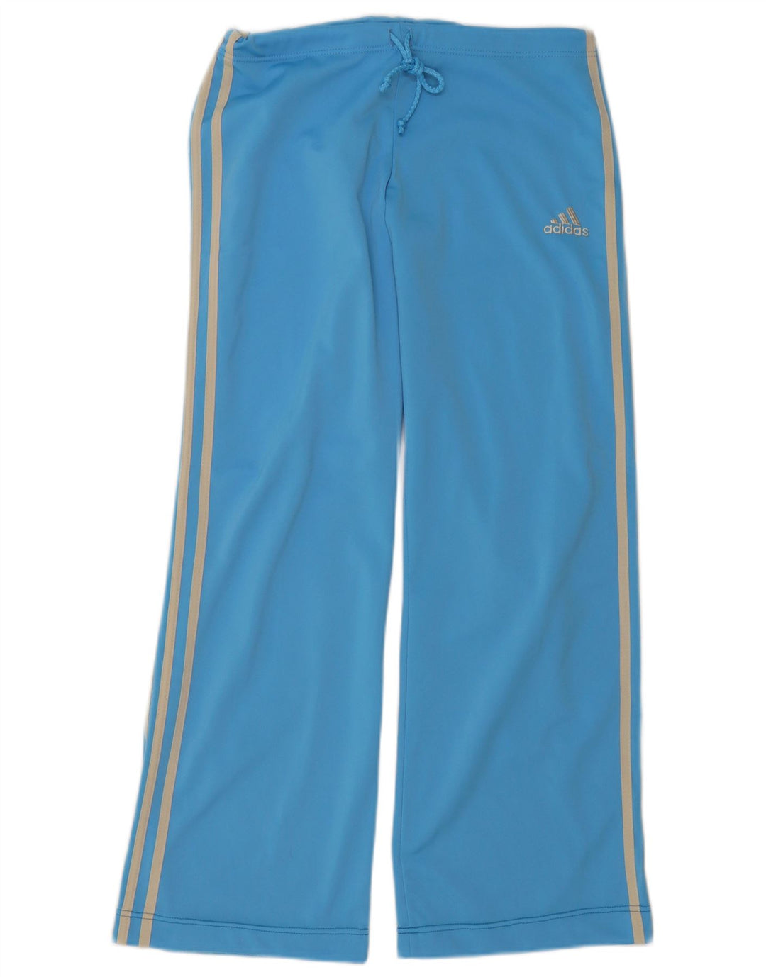 Calça de treino feminina Adidas com perna larga UK 14 poliéster azul médio