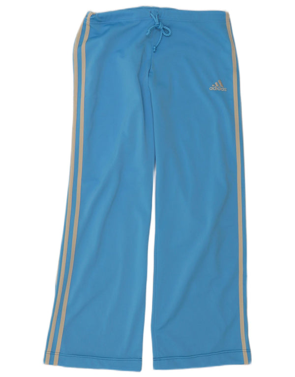 Calça de treino feminina Adidas com perna larga UK 14 poliéster azul médio