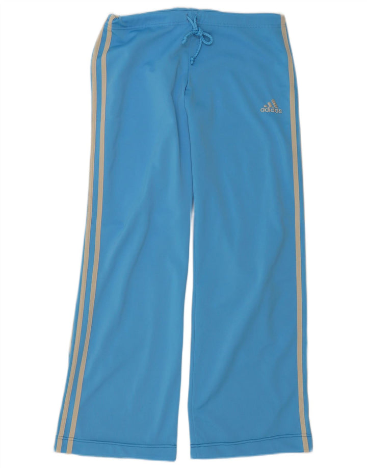 Calça de treino feminina Adidas com perna larga UK 14 poliéster azul médio