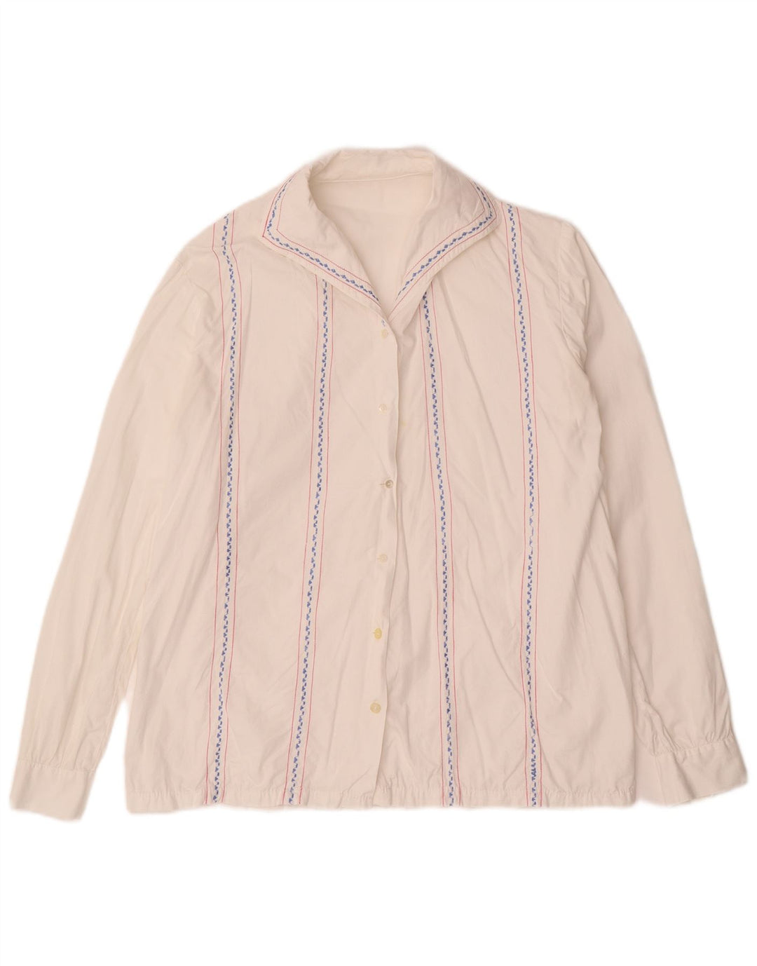 Blusa feminina VINTAGE UK 16 grande listrada branca