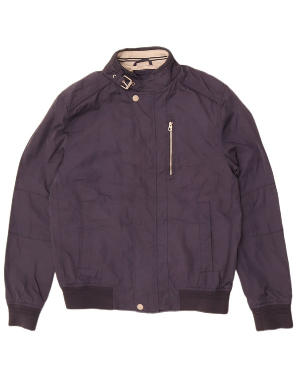Zara Mens Bomber Jacket UK 40 Grande Poliéster Azul Marinho