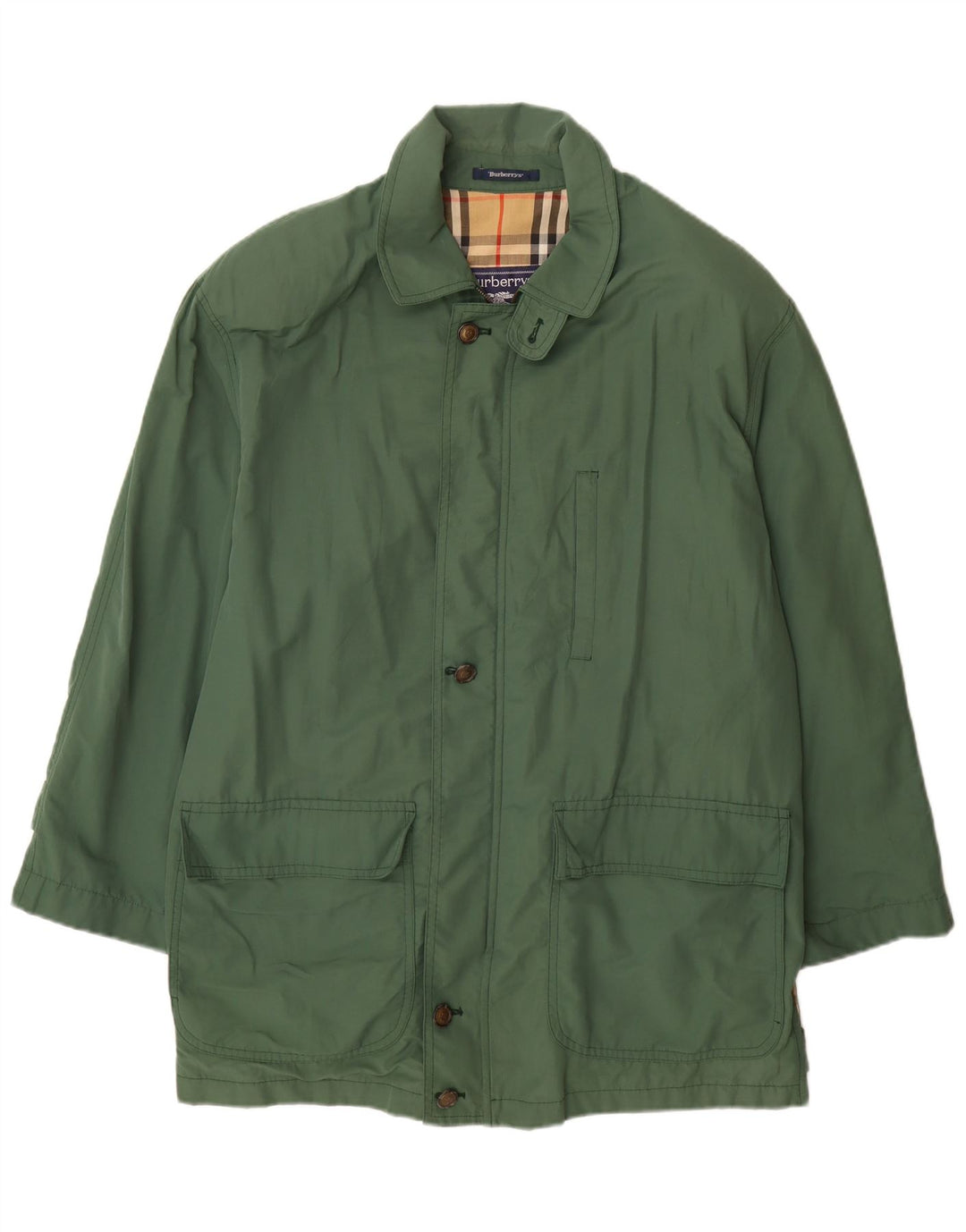 Jaqueta utilitária masculina Burberrys IT 52 grande algodão verde