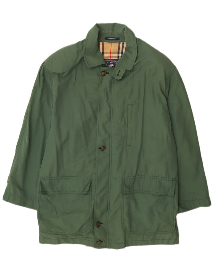Jaqueta utilitária masculina Burberrys IT 52 grande algodão verde