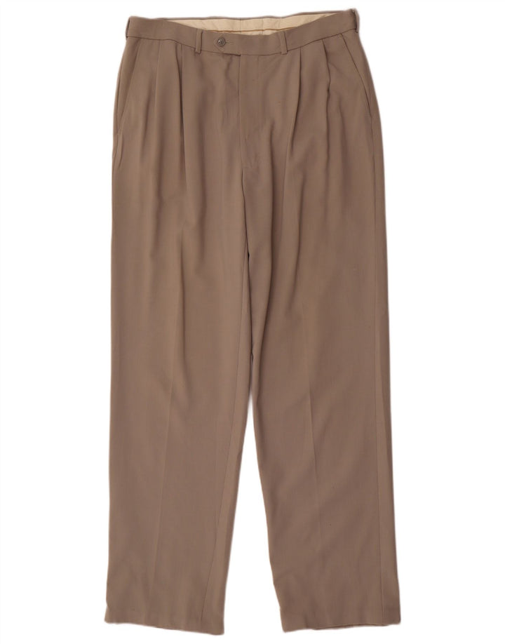 Calça masculina de terno reto Marks & Spencer W34 L33 cinza poliéster
