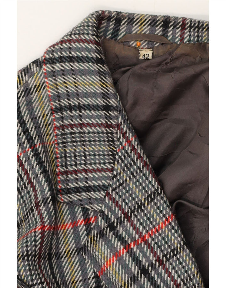 Conjunto de saia feminina VINTAGE de 2 peças IT 42 médio W30 xadrez cinza