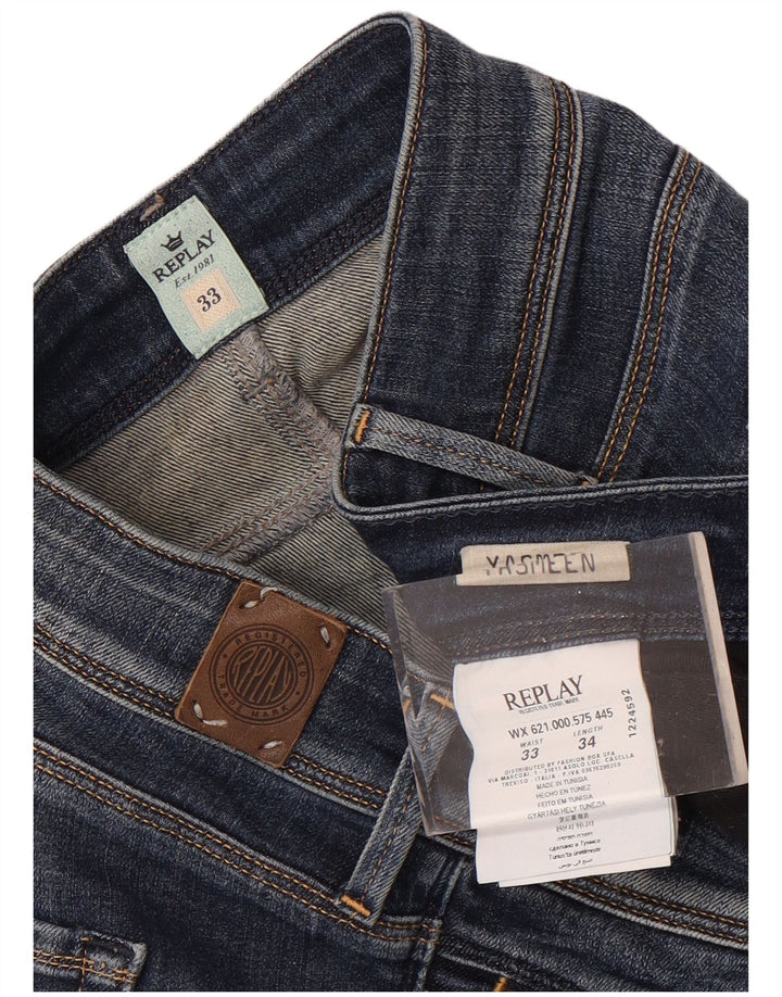 Replay Jeans Slim Feminino W33 L34 Azul Algodão