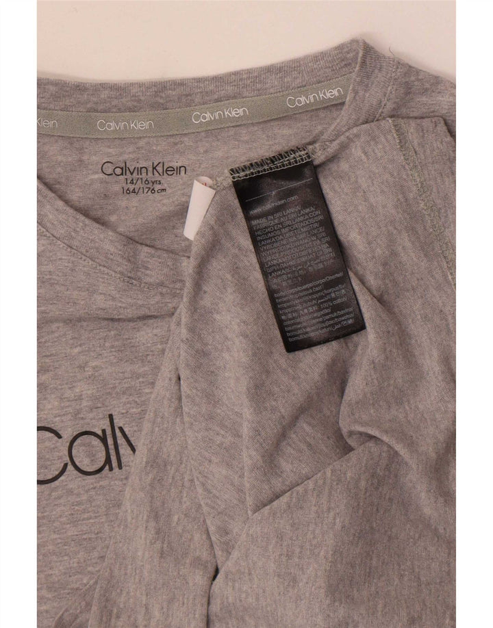 Calvin Klein Boys Regular Graphic Top manga comprida 14-15 anos algodão cinza