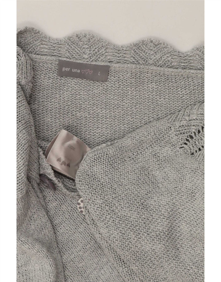 Suéter feminino Marks & Spencer de popeline com decote em V Reino Unido 16 grande cinza