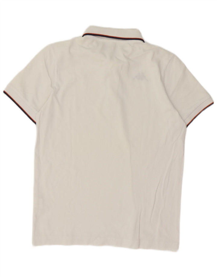 Camisa polo masculina Kappa pequena listrada branca de algodão