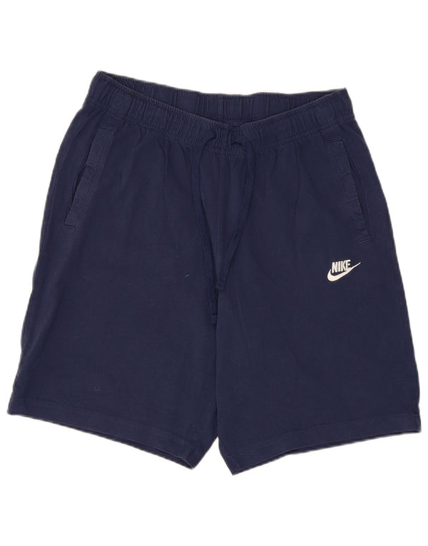 Shorts esportivos masculinos Nike médio azul marinho algodão