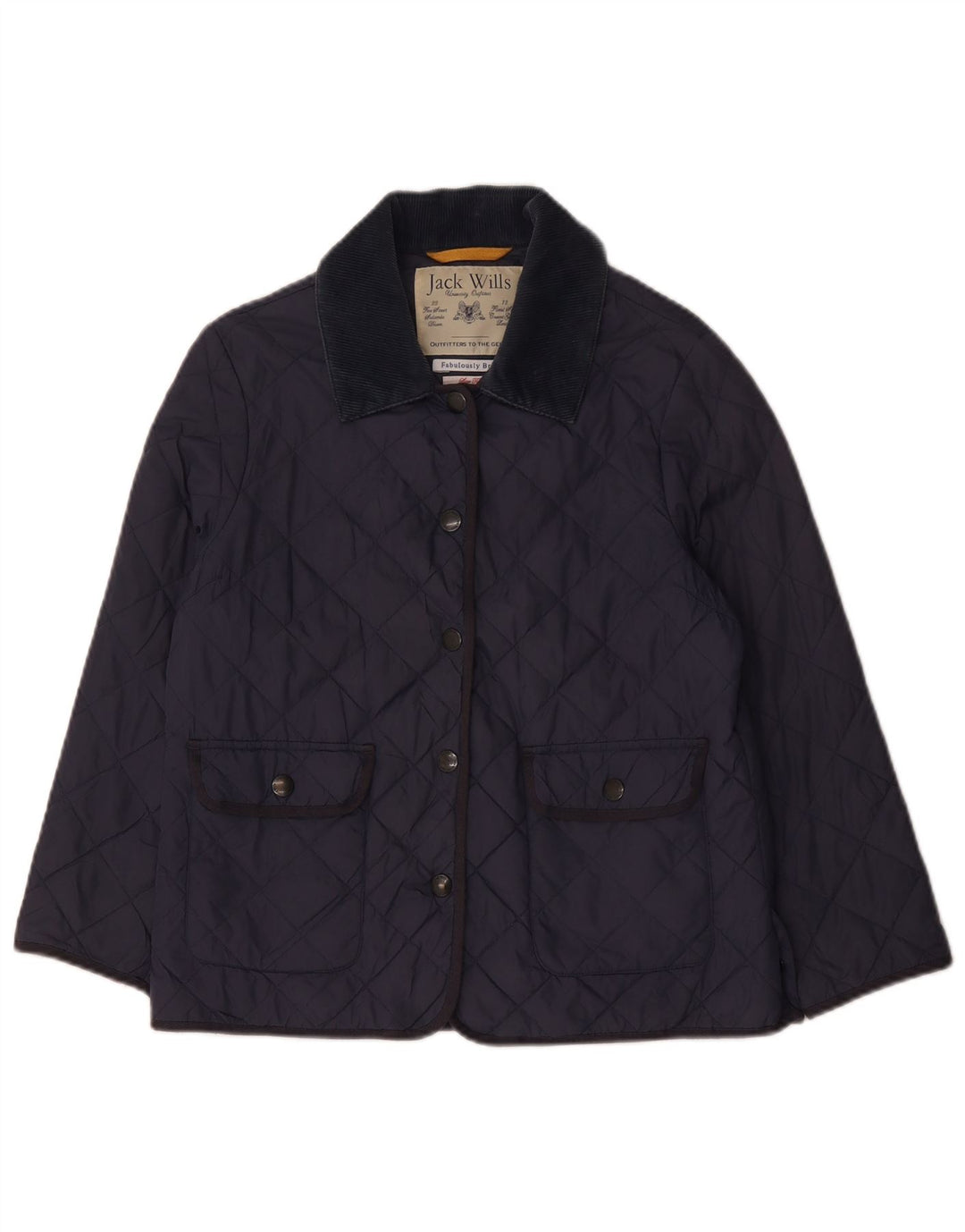 Jaqueta acolchoada feminina Jack Wills Reino Unido 12 nylon azul marinho médio
