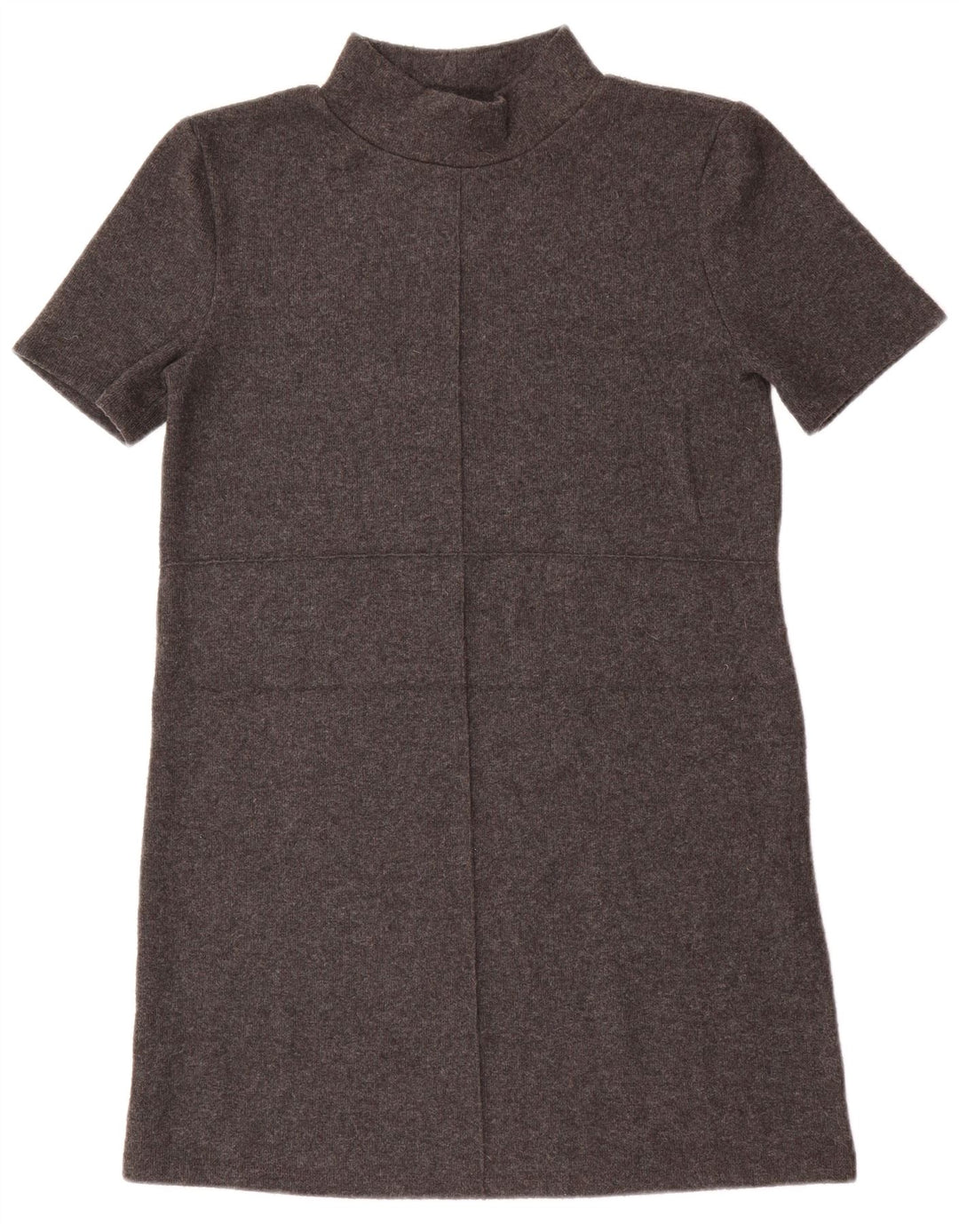 Vestido jumper feminino Zara de mangas curtas Reino Unido 12 poliéster cinza médio