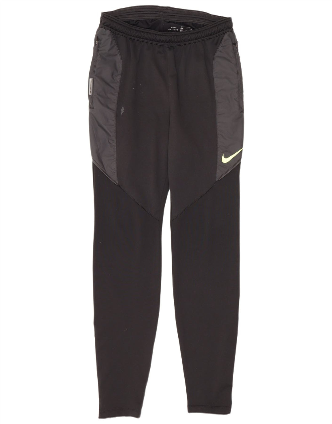 Calça de treino masculina Nike Dri Fit pequena preta colorblock poliéster