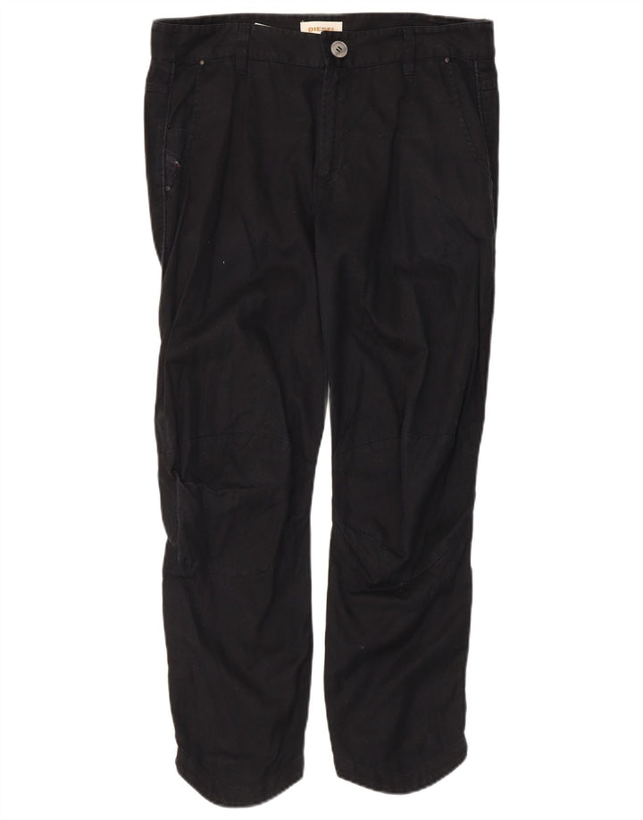 Calças recortadas femininas Diesel W32 L25 algodão preto