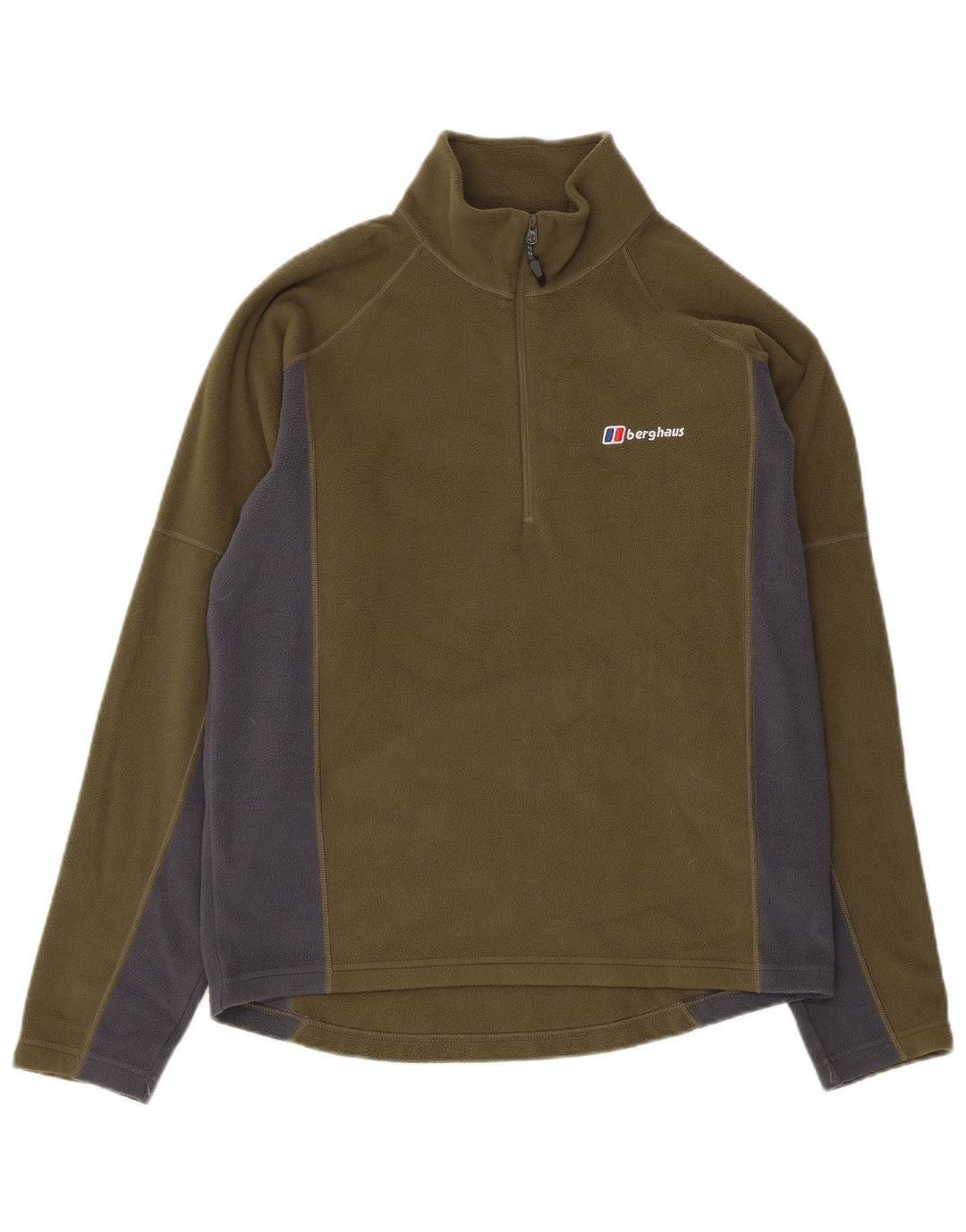 Suéter de lã masculino BERGHAUS com gola e zíper, pequeno, cáqui, colorido, poliéster