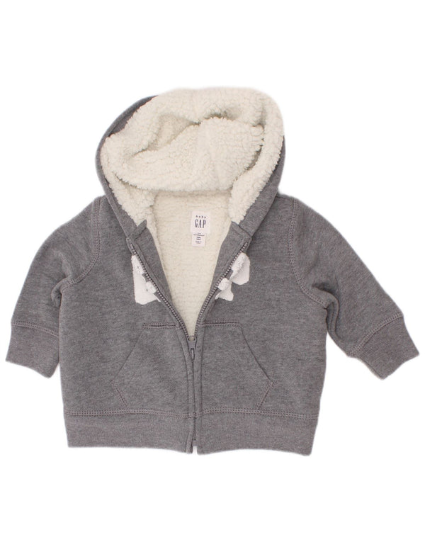 Suéter Gap Baby Boys com capuz e zíper gráfico 3-6 meses algodão cinza