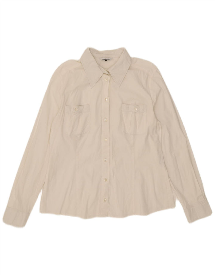 Camisa feminina Marella UK 16 grande algodão branco
