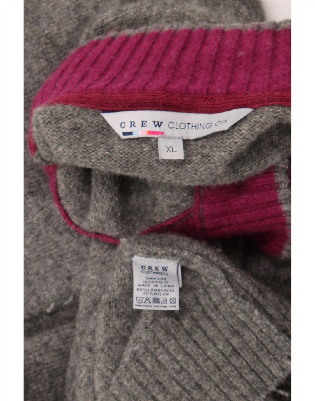 Suéter masculino com gola redonda e gola redonda XL de lã cinza