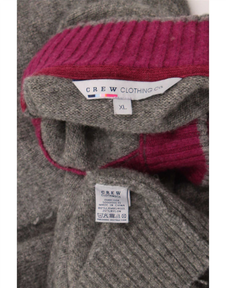 Suéter masculino com gola redonda e gola redonda XL de lã cinza