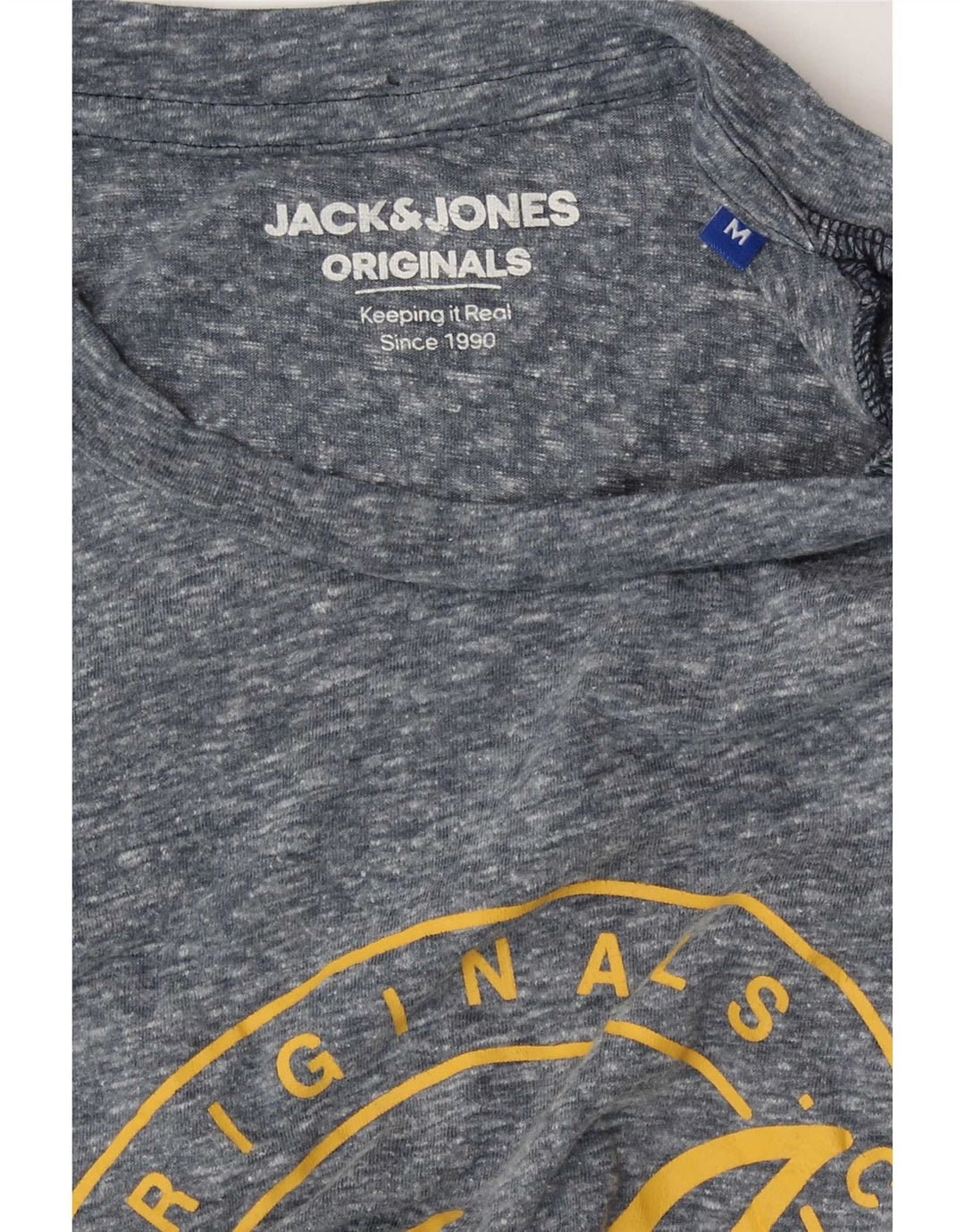 Camiseta gráfica masculina Jack & Jones Top médio azul manchado