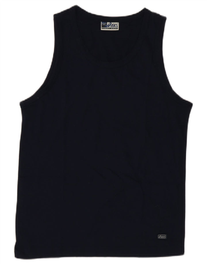 Asics Womens Vest Top UK 12 Médio Azul Marinho Algodão