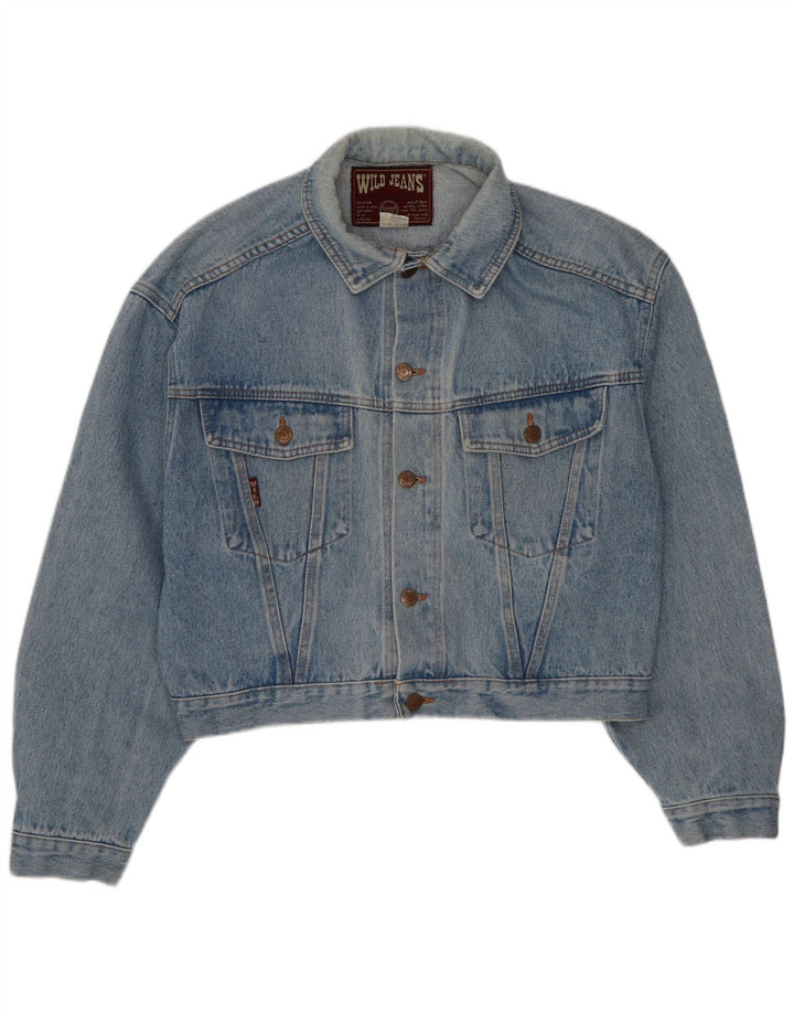 Jaqueta jeans masculina selvagem UK 38 algodão azul médio