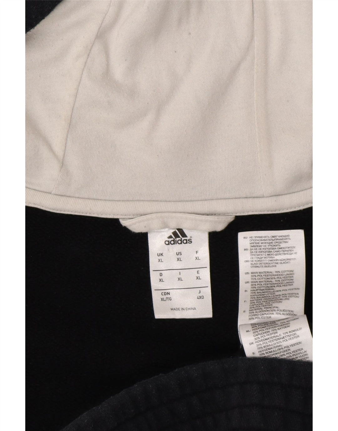 ADIDAS Suéter masculino com capuz com zíper gráfico XL azul marinho algodão