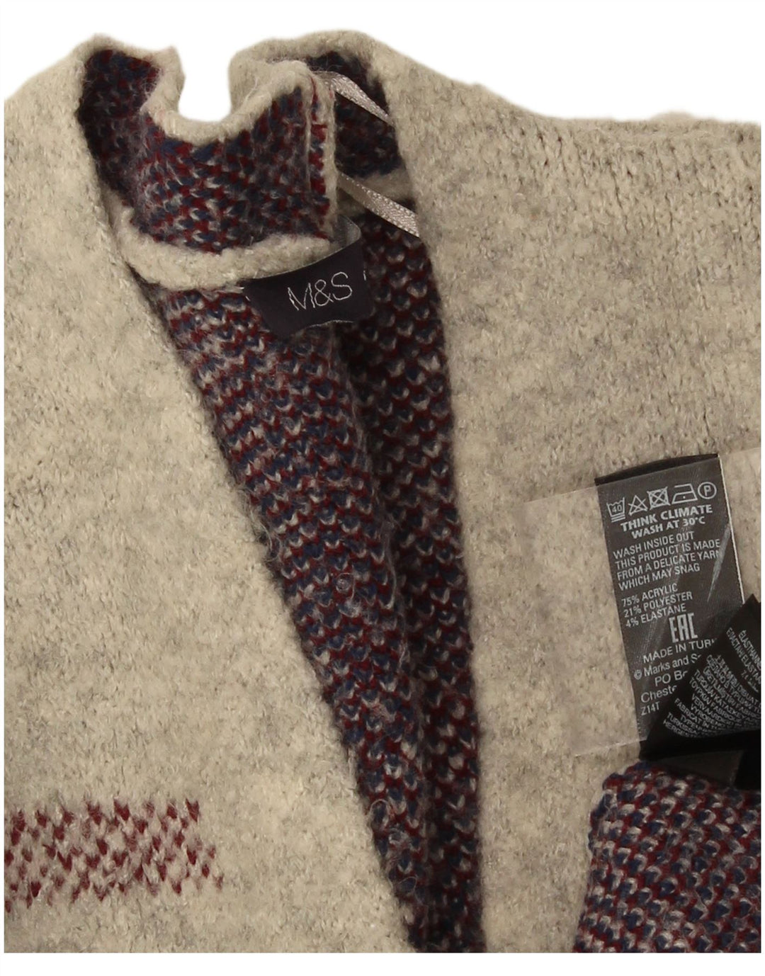 Suéter cardigã feminino Longline Marks & Spencer Reino Unido 16 xadrez cinza grande