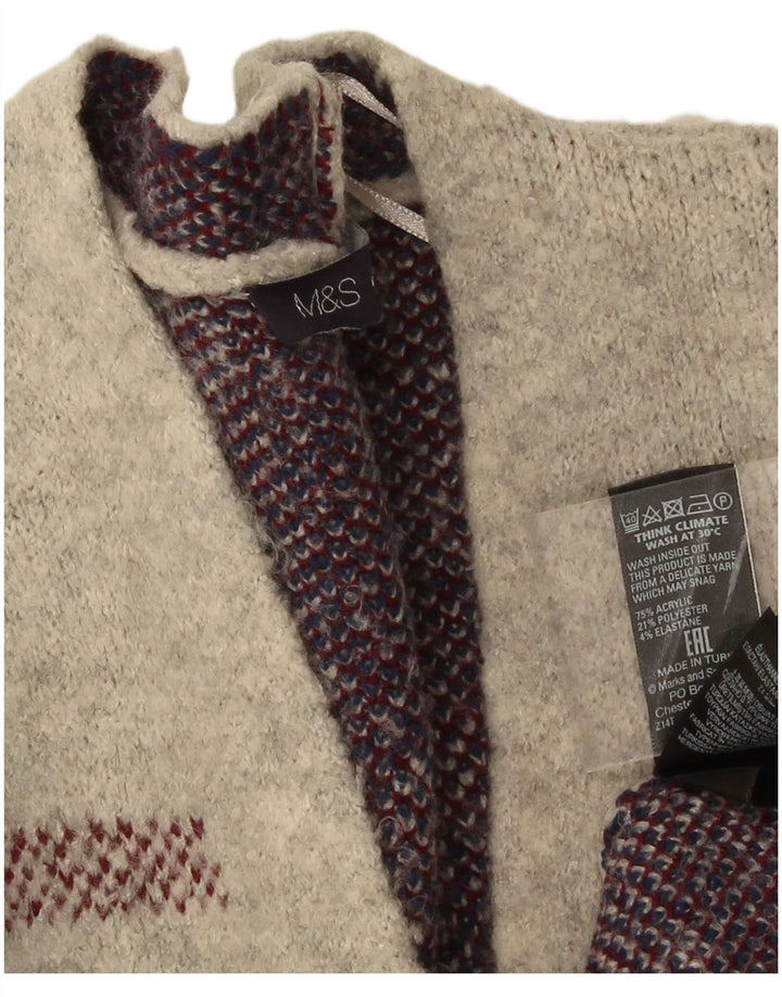 Suéter cardigã feminino Longline Marks & Spencer Reino Unido 16 xadrez cinza grande
