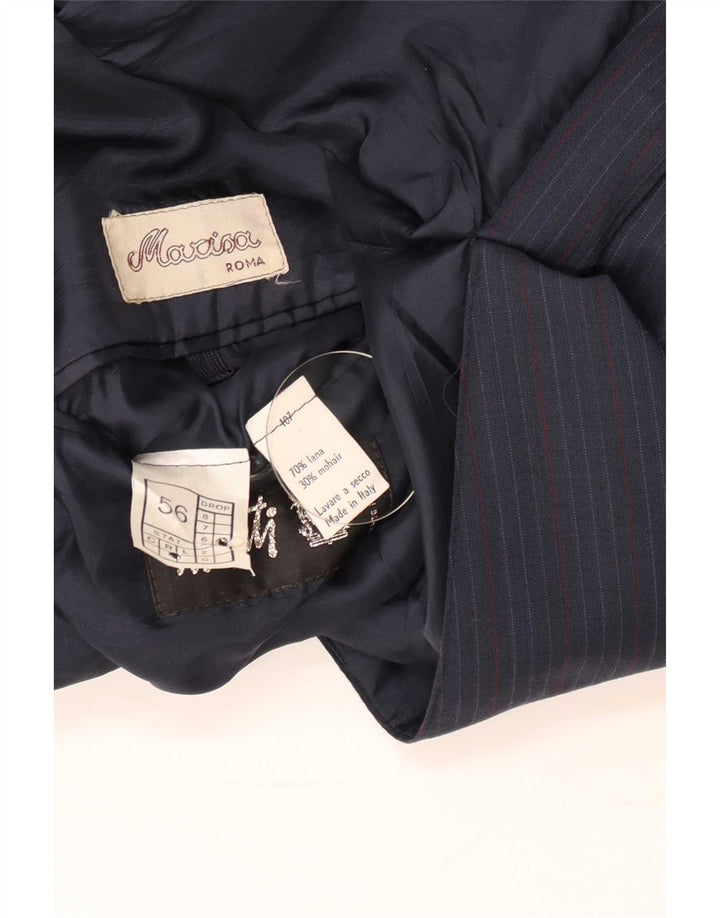 Jaqueta blazer masculina Monti com peito duplo IT 56 3XL lã listrada azul marinho