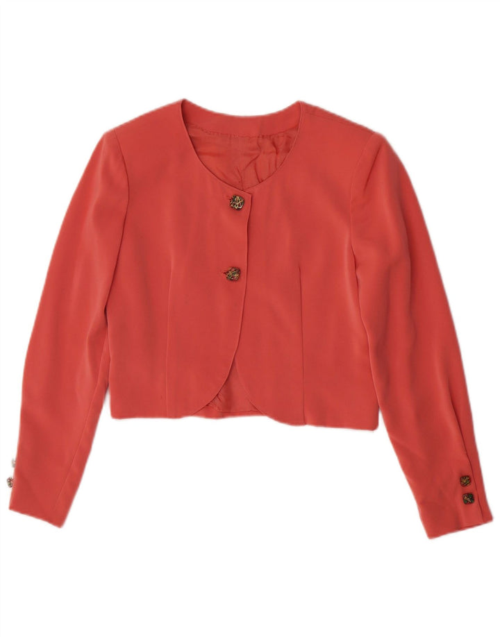 Jaqueta Bolero Vintage Feminina UK 8 Pequena Rosa