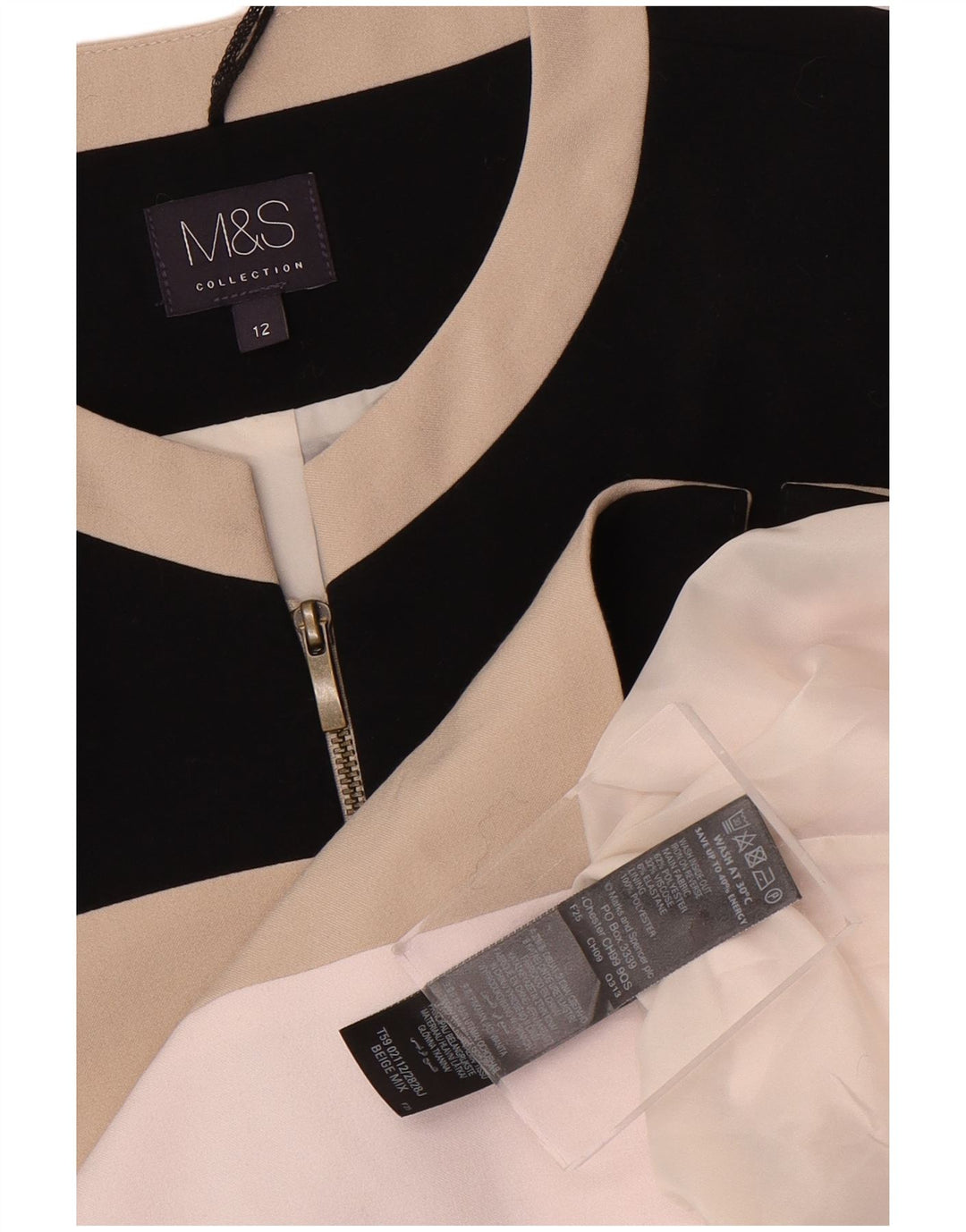 Jaqueta bomber feminina Marks & Spencer Reino Unido 12 bloco colorido bege médio