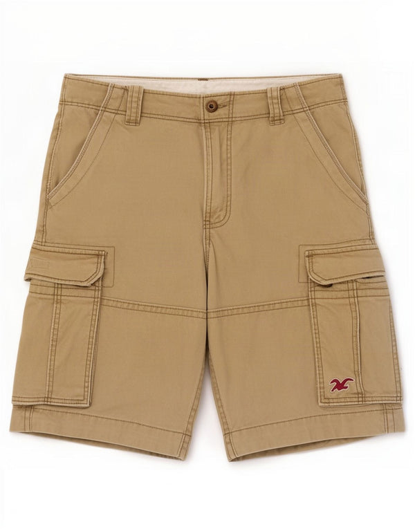 Hollister Mens Cargo Shorts W31 Algodão Bege Médio