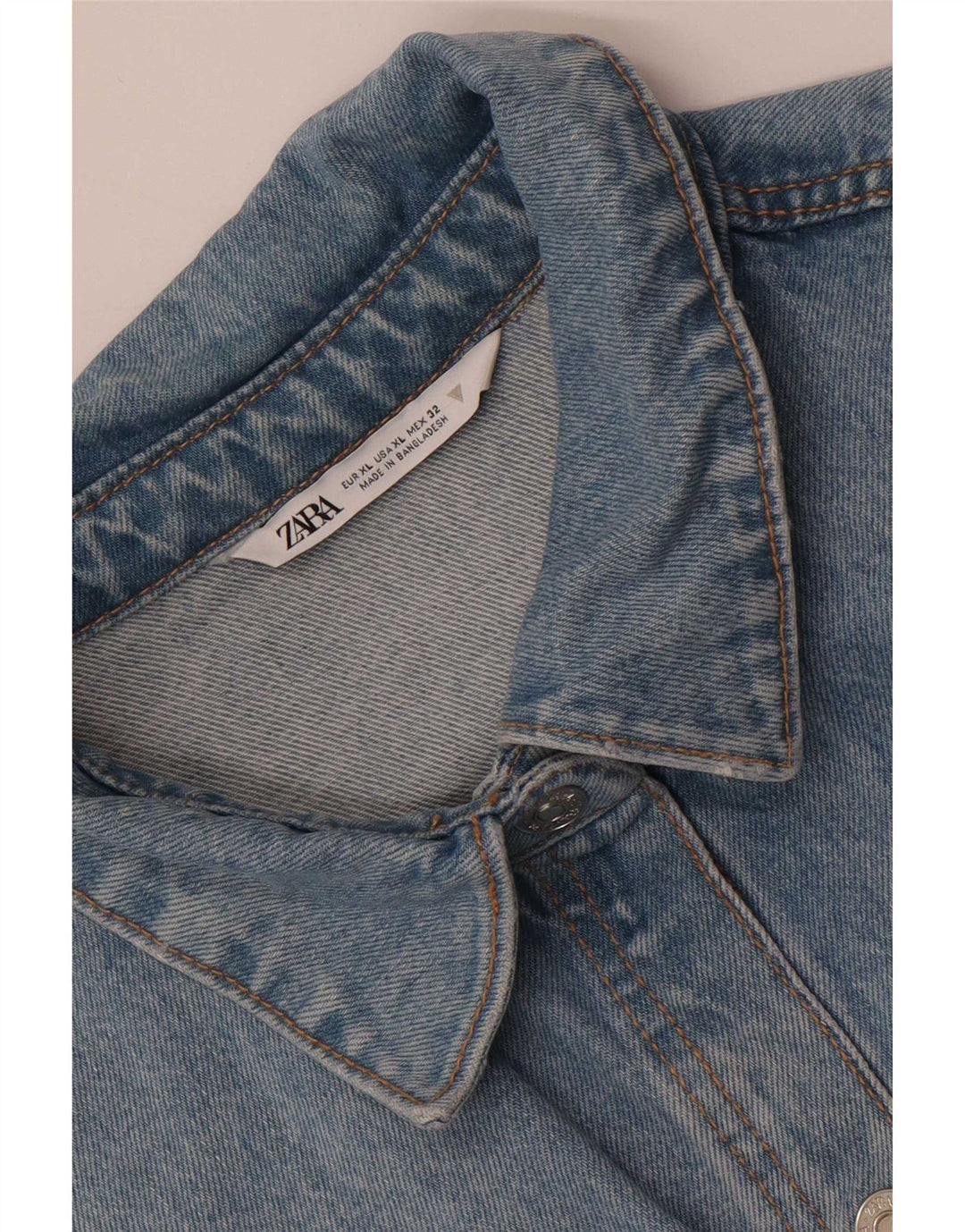 Zara Camisa Jeans Mulher UK 18 XL Azul