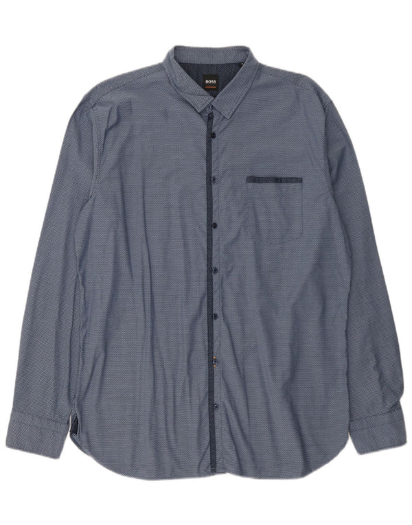 Camisa masculina Hugo Boss XL azul manchada