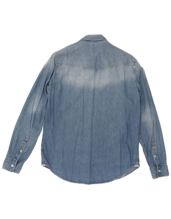 Camisa jeans masculina Levi's Acid Wash Standard Fit algodão azul médio