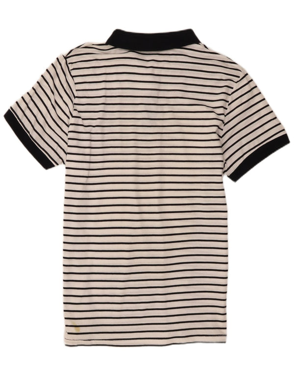 French Connection Mens Polo Shirt XL White Pinstripe Cotton