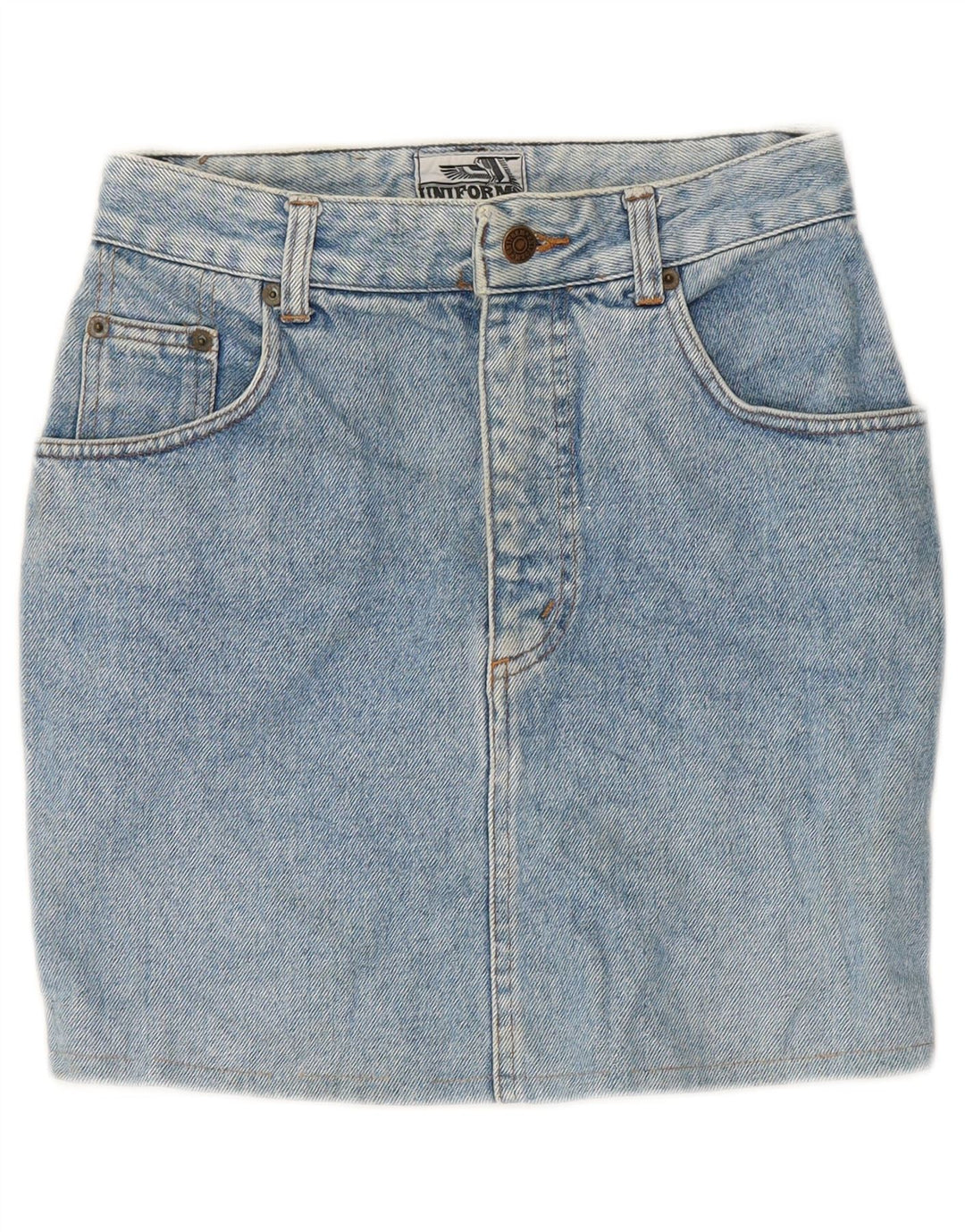 Saia jeans feminina UNIFORM IT 44 médio W25 algodão azul