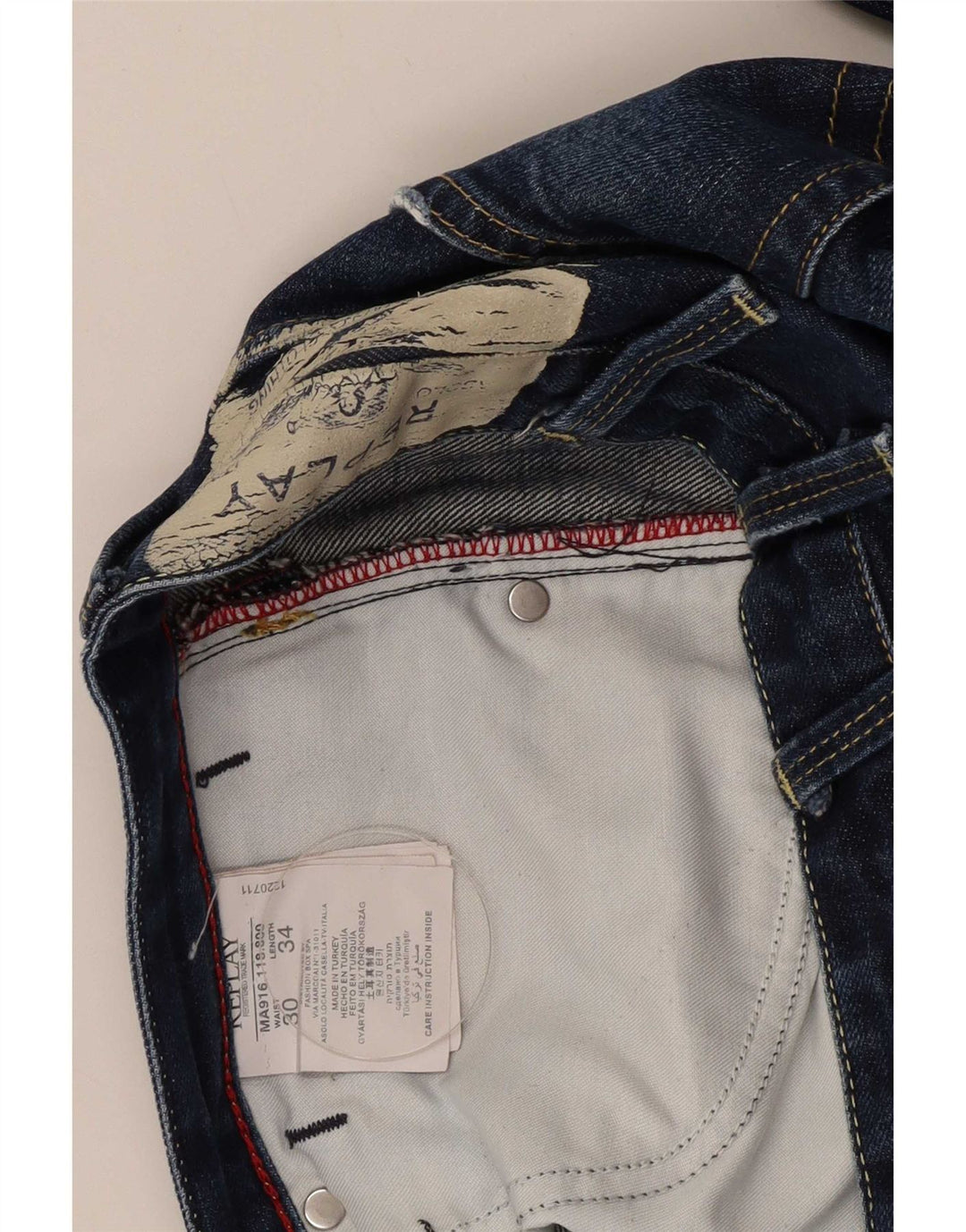 Replay Masculino Tirmar Distressed Slim Jeans W30 L28 Azul Algodão