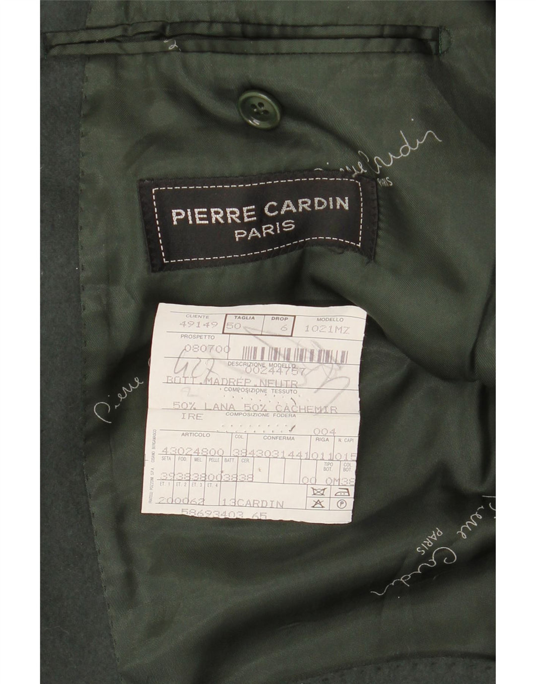 Jaqueta blazer masculina Pierre Cardin com 3 botões IT 50 grande lã cáqui