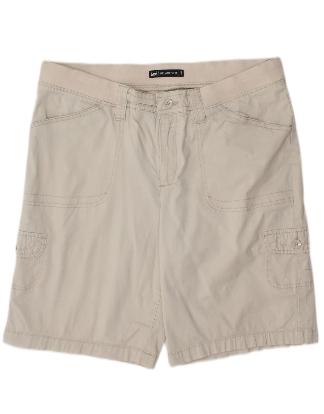 Shorts cargo feminino LEE com ajuste relaxado US 14 XL W36 algodão bege