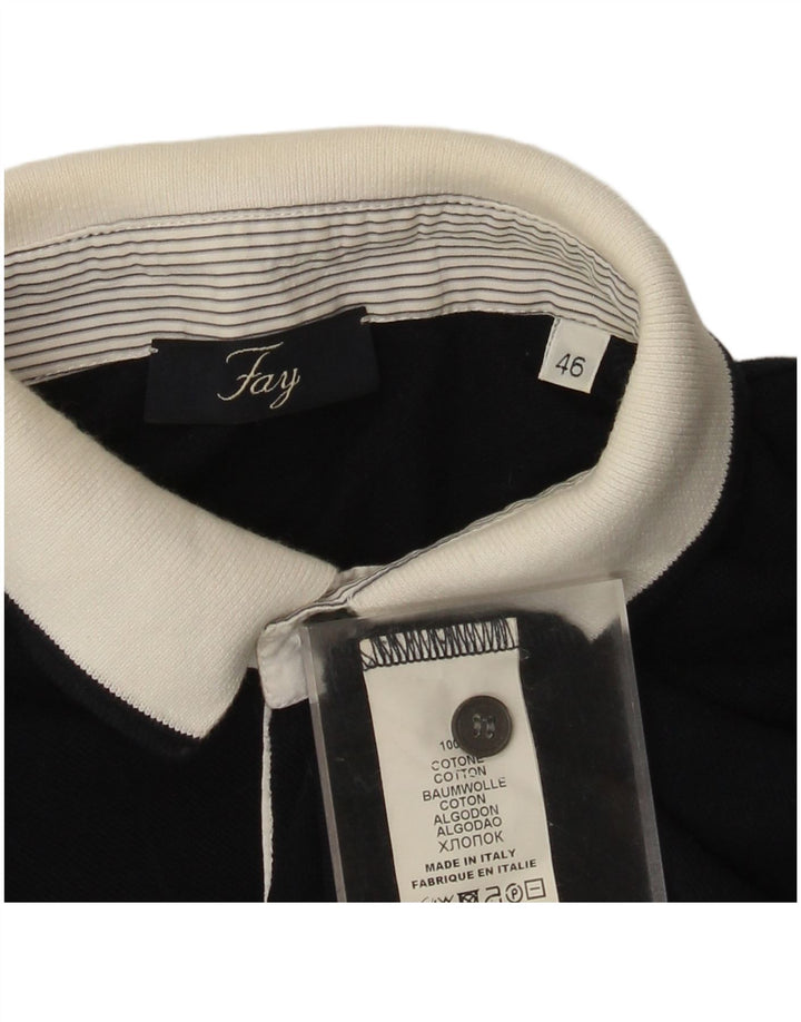 Camisa polo masculina Fay IT 46 algodão colorblock azul marinho pequeno