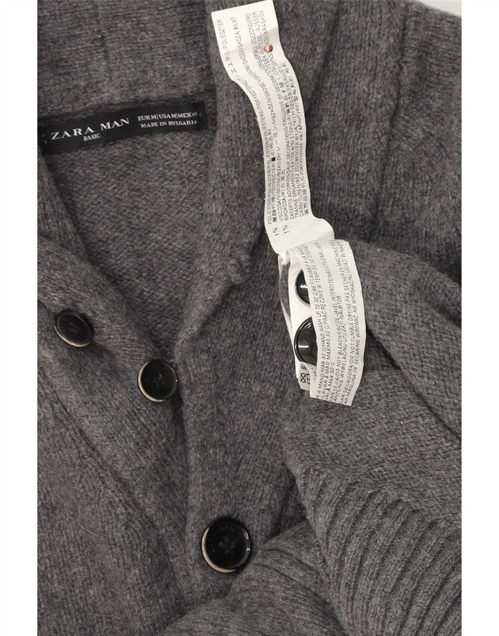 Suéter cardigã masculino Zara poliéster cinza médio