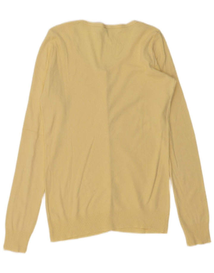 Suéter cardigã feminino Benetton UK 10 pequeno amarelo