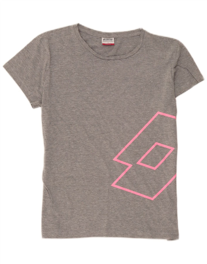 Camiseta feminina gráfica Lotto UK 14 algodão cinza médio