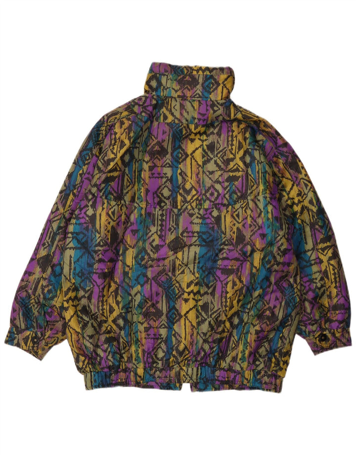 Jaqueta acolchoada superdimensionada feminina vintage UE 36 pequena geométrica multicolorida