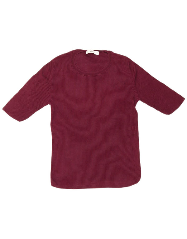Camiseta feminina Zara Top UK 12 Médio Borgonha