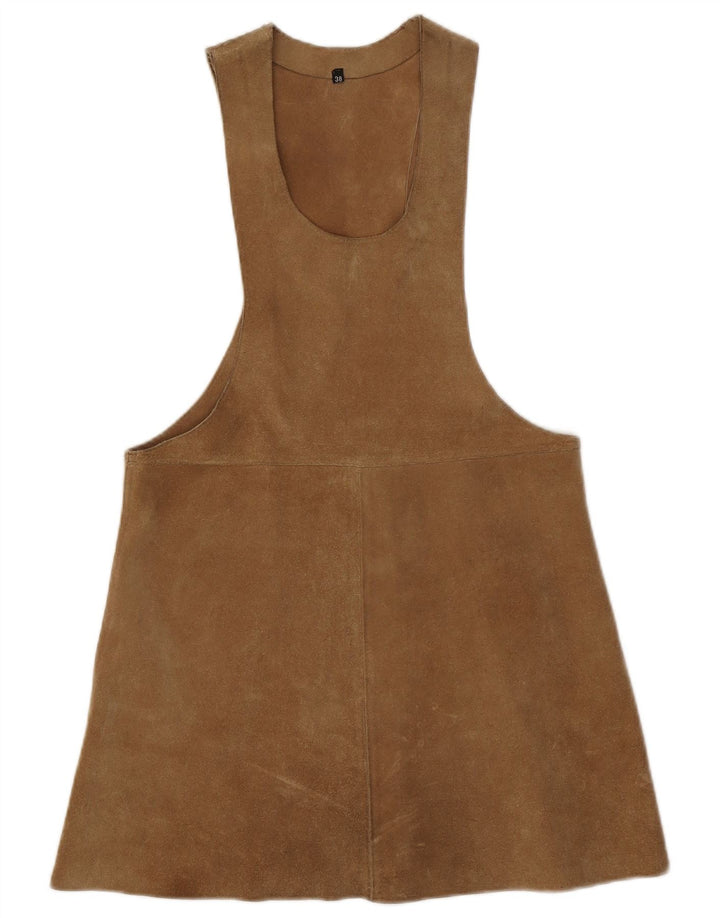 Vestido avental feminino vintage de camurça UE 38 marrom médio