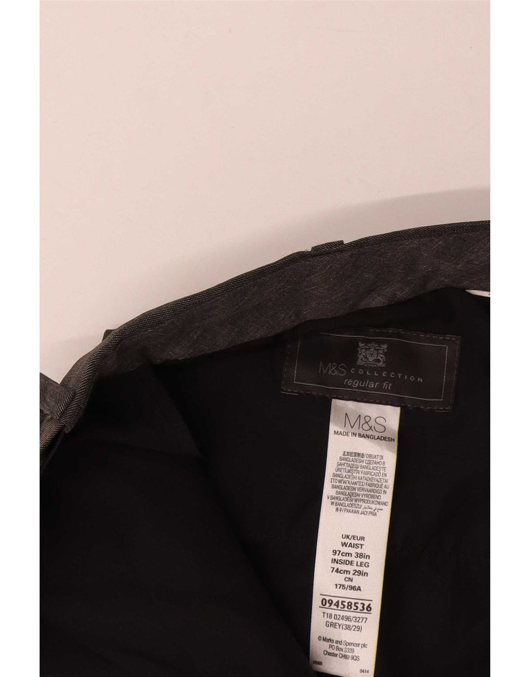 Calça masculina Marks & Spencer reta regular fit W38 L29 cinza